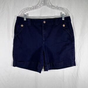 Lauren Ralph Lauren Shorts Women's 14 Navy Blue Rolled Hem 100% Cotton